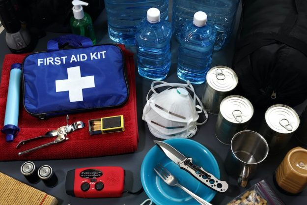 Disaster management includes preparing a disaster kit that can be contained in a go bag.These items should include a first aid kit,food,water,flashlight,radio,sleeping bag.Items that will help you.